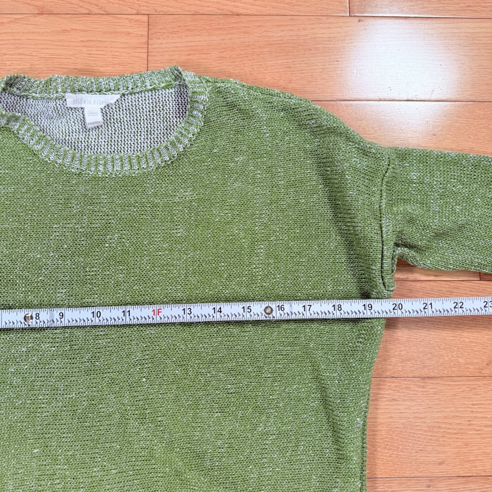 Eileen Fisher Green Organic Linen Knit Boxy Sweater XXS R17PMF Womens - Picture 4 of 8